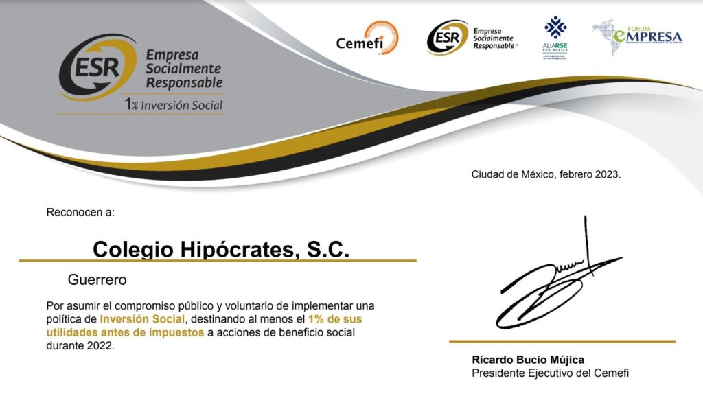 Reconocimiento a la Universidad Hipócrates