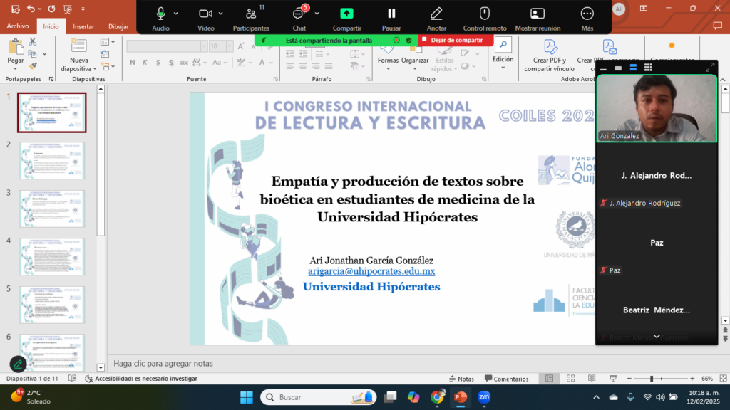 Participación en el congreso internacional de lectura y escritura